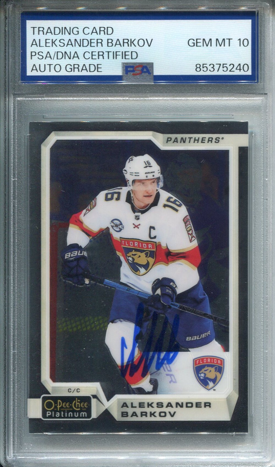 Aleksander Barkov Autographed O-Pee-Chee Card Psa Auto Grade 10