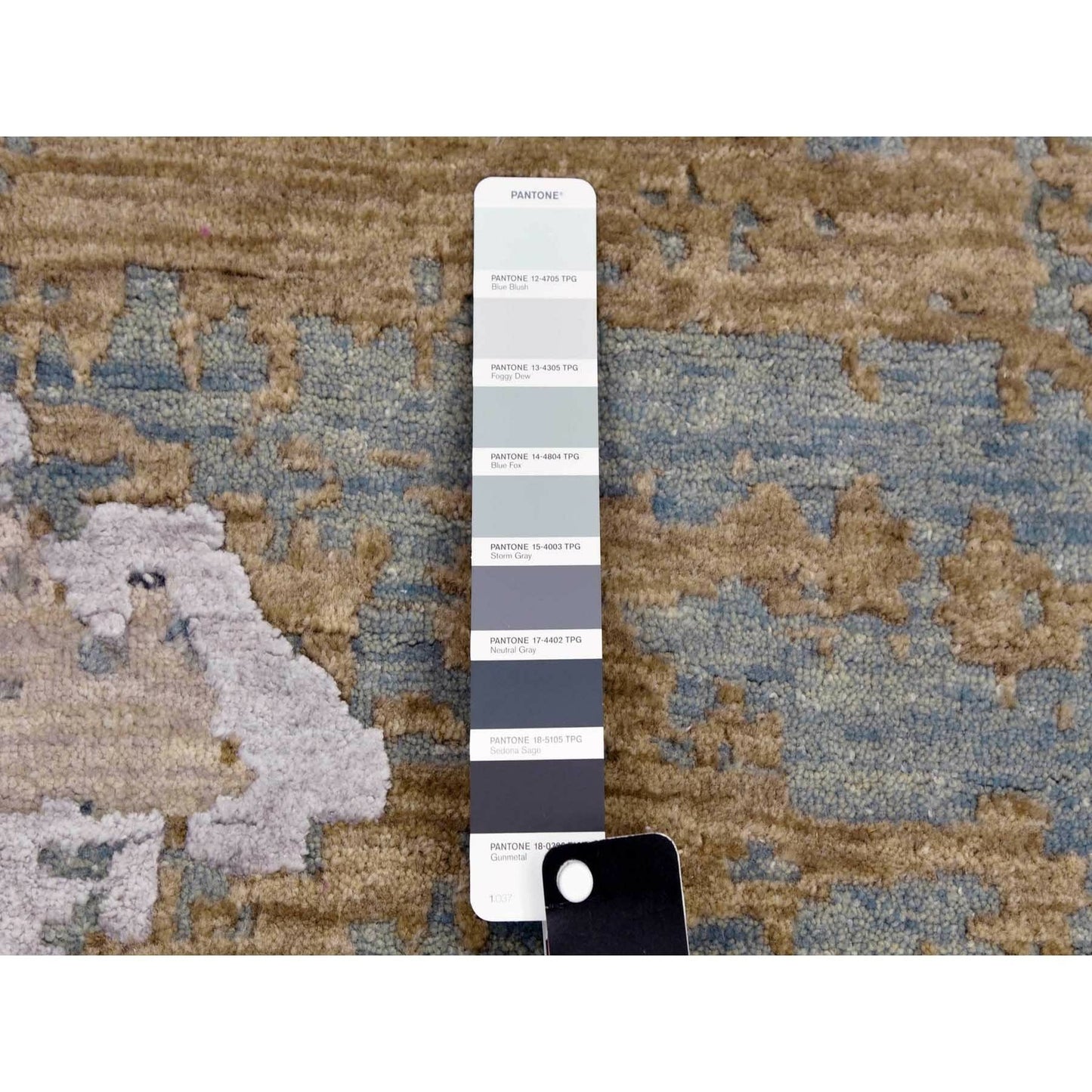 8'5"X8'5" Gray Abstract Design Hand Knotted Wool Round Oriental Rug