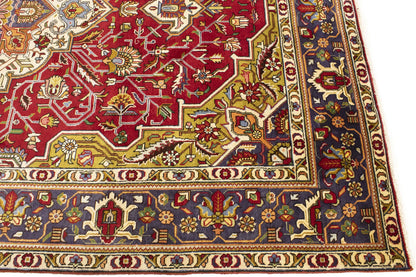 Hand-Knotted Vintage Oriental Rug Red Traditional