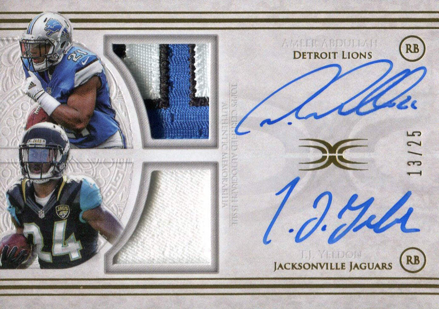 Ameer Abdullah & Tj Yeldon Autographed 2015 Topps Card