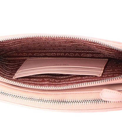 Prada Double Zip Wallet On Chain Crossbody Chevron Leather Mini