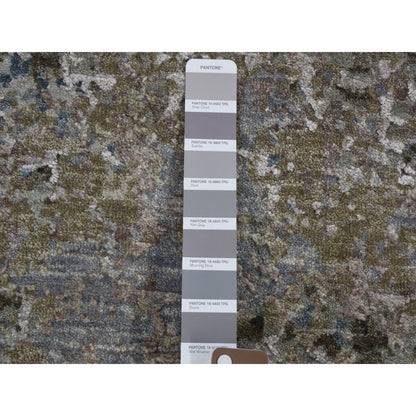 8'X9'10" Gray Abstract Design Wool And Silk Hand Knotted Oriental Rug