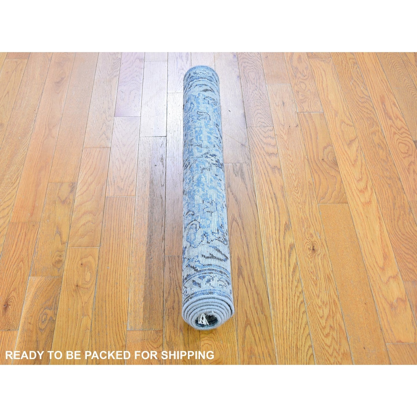 3'X5' Ivory Distressed Oushak Pure Silk With Text Wool Hand Knotted Rug