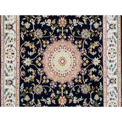2'8"X19'2" Blue Nain 250 Kpsi Hand Knotted Wool Xl Runner Oriental Rug