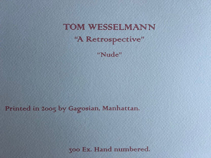 Tom Wesselmann Lithograph Coa Signed Op Numbered Limited 300 Ex