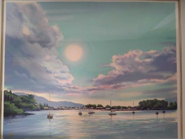 Signed Light-Up Art Frame Day Night Effect Yachts Sea