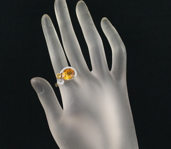 Citrine Diamond 0.23Ct Milgrain Ring 900
