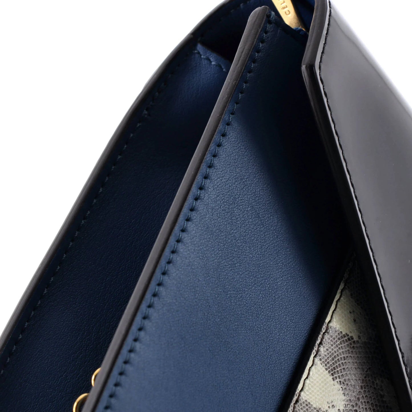 Celine Pocket Envelope Wallet On Chain Leather And Lizard Medium