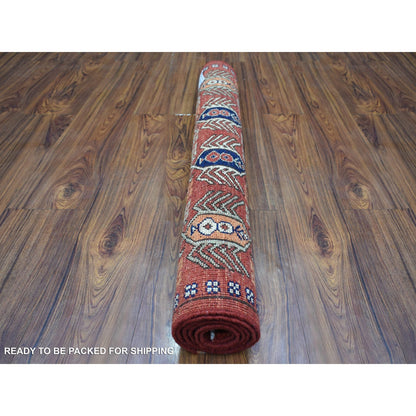 3'1"X5'1" Red, Afghan Ersari, Animal Figurines Soft Wool Hand Knotted Rug