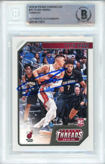 Tyler Herro Autographed 2019-20 Panini Chronicles Threads Rookie Card #76 (Bgs)