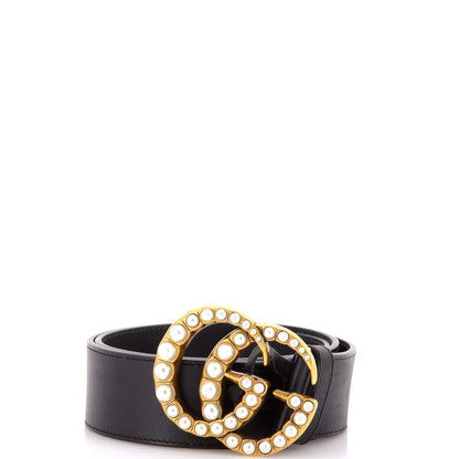 Gucci Pearly Gg Marmont Belt Leather Wide