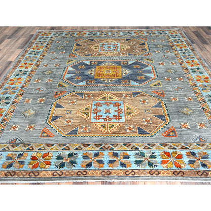 8'3"x9'7" Gray Wool Hand Knotted Armenian Inspired Design 200 KPSI Rug
