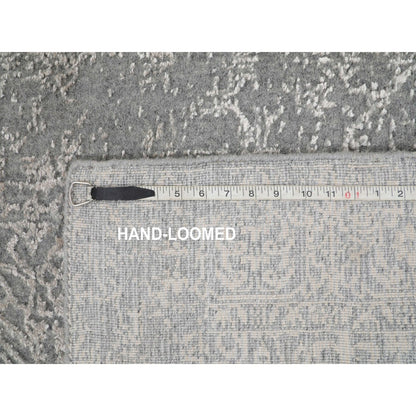 2'5"X12'1" Gray Fine Jacquard Hand Loomed Runner Wool And Art Silk Rug