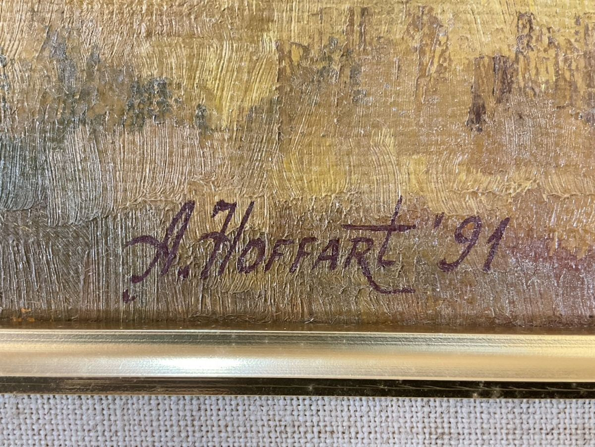 A. Hoffart (Alexiev) Autumn 1991 Original Oil Painting, Landscape, Framed