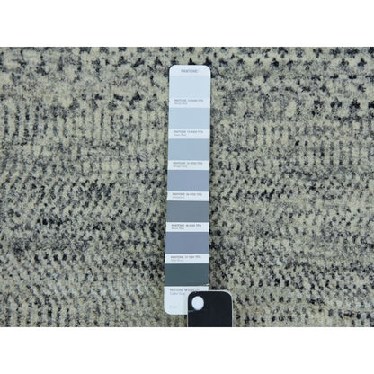 3'X5'6" Light Gray Modern Grass Design Undyed Pure Wool Hand Knotted Rug