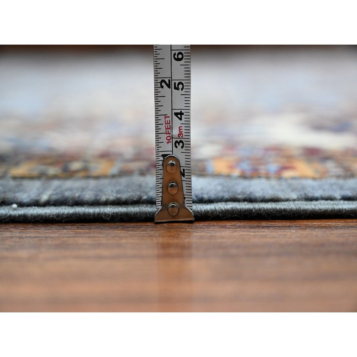 10'X10' Gray Hand Knotted Super Kazak Wool Medallions Oriental Square Rug