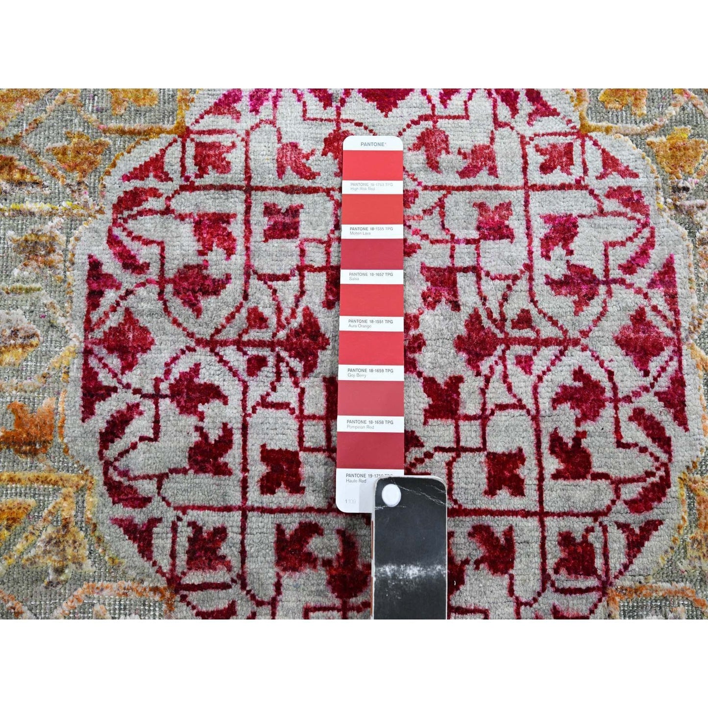 2'9"X8'1" Salsa Red Silk With Wool Mamluk Design Hand Knotted Runner Rug