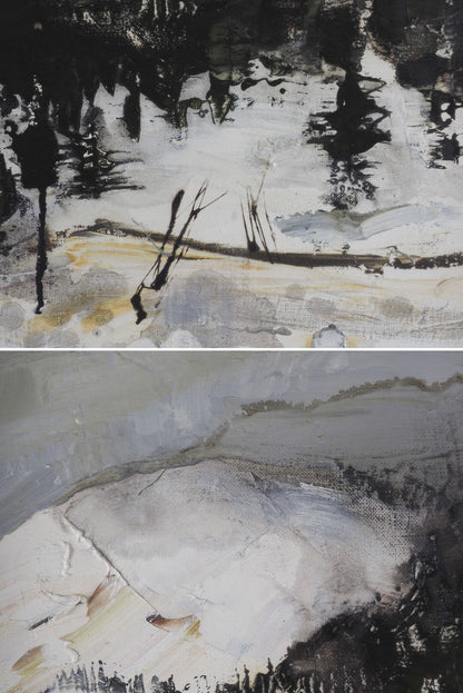 Michel Jouenne (1933-2021) Original Oil Painting "Neige" Snow Landscape Signed