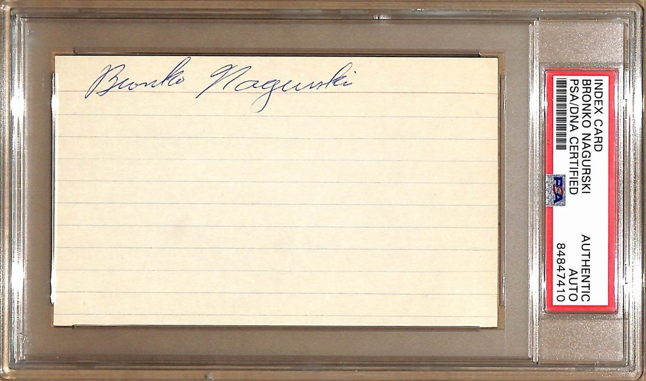 Bronko Nagurski Hof Autographed 3X5 Index Card Chicago Bears Psa/Dna 179068