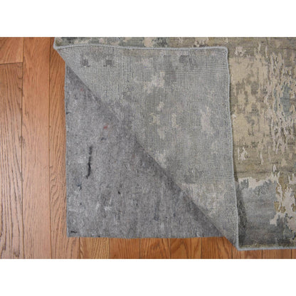 9'X11'7" Gray Modern Nepali Weave Wool And Silk Hand Knotted Rug