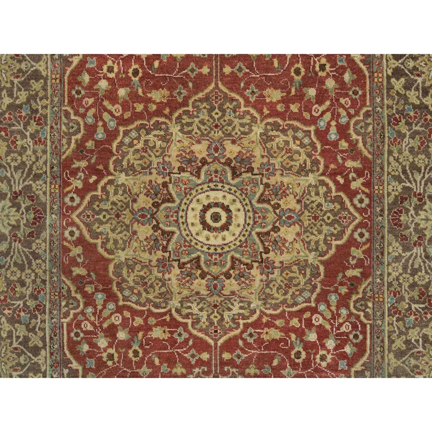 4'2"X6'1" Rust Red Antiqued Haji Jalili Design Hand Knotted All Wool Rug
