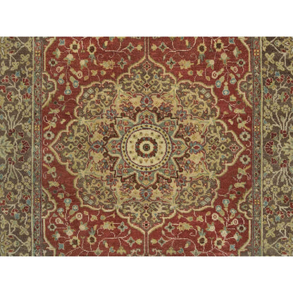 4'2"X6'1" Rust Red Antiqued Haji Jalili Design Hand Knotted All Wool Rug