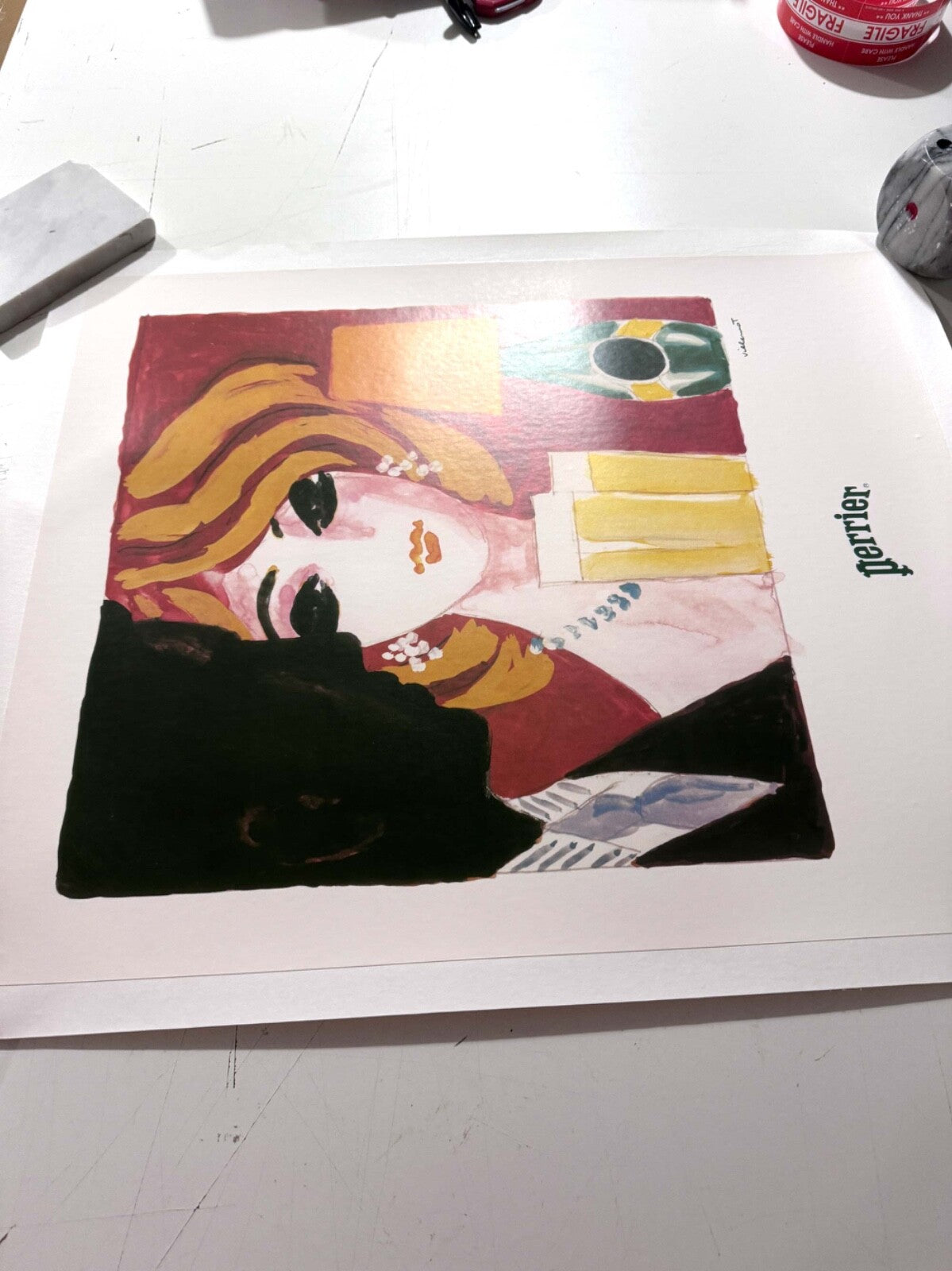 Villemot Perrier Cocktail Mondain Authentic Original 1983 Poster On Linen Rare