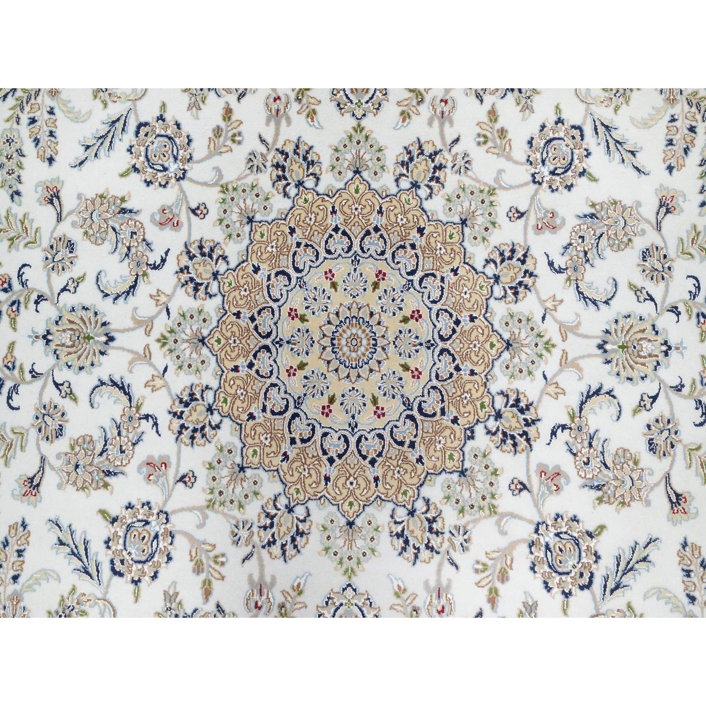 7'10"X10'1" Stone White Nain Design 250 Kpsi Soft Wool Hand Knotted Rug