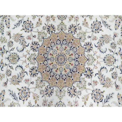 7'10"X10'1" Stone White Nain Design 250 Kpsi Soft Wool Hand Knotted Rug