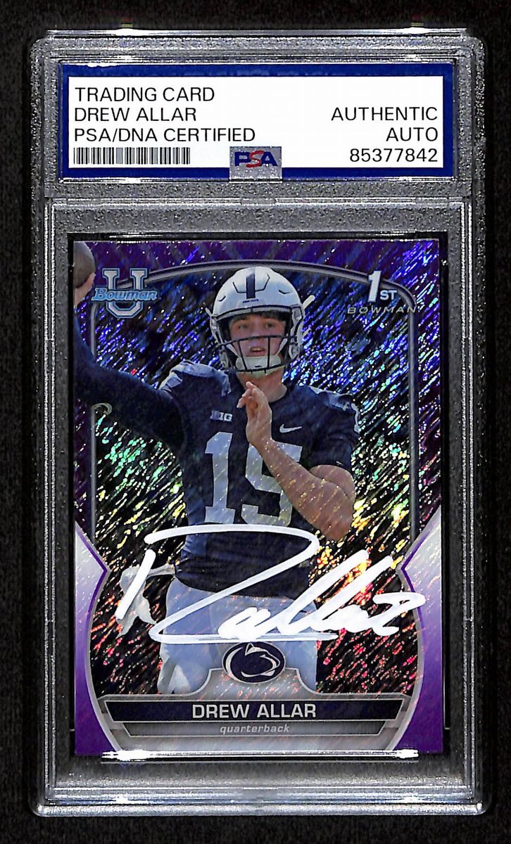Drew Allar Penn State Signed 2022 Bowman U Purple Rc Card #59 Psa/Dna 193358