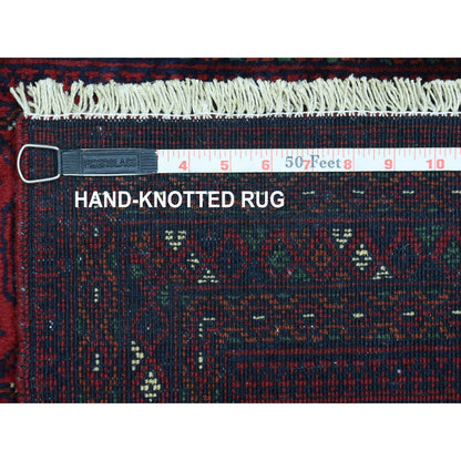 Rug 2'7"x3'10" Red Afghan Khamyab Bokara Wool Tribal Hand Knotted Mat