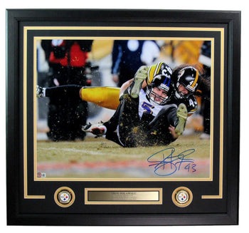 Troy Polamalu Hof Autographed 16X20 Photo Steelers Framed Beckett 179681