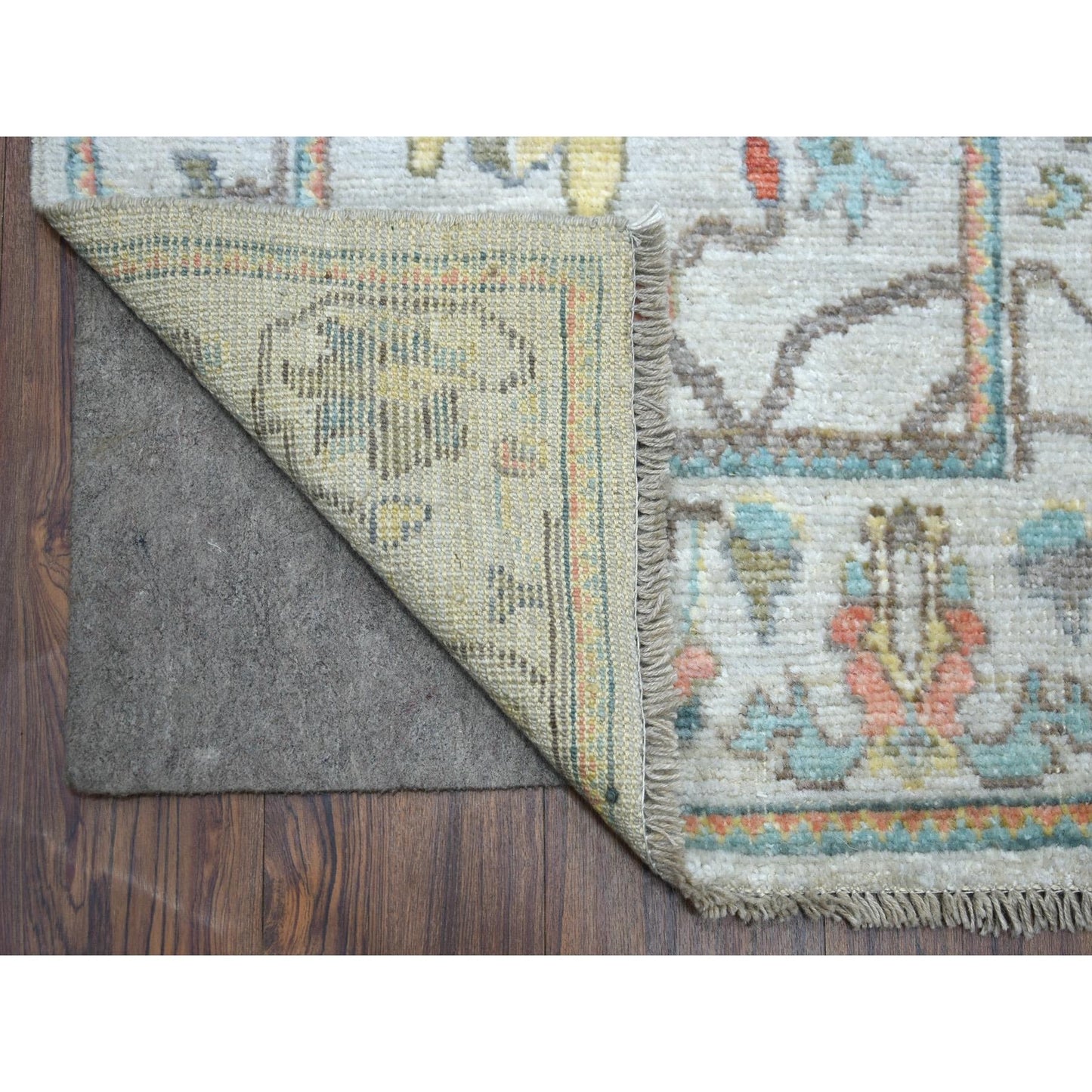 2'6"X16'1" Gray, Pure Wool Hand Knotted Afghan Angora Ushak Xl Runner Rug