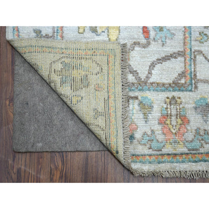 2'6"X16'1" Gray, Pure Wool Hand Knotted Afghan Angora Ushak Xl Runner Rug