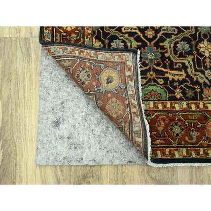 5'3"X7'1" Midnight Blue Heris All Over Design Hand Knotted Soft Wool Rug