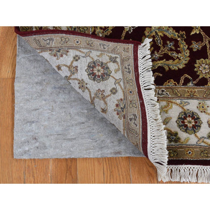 5'1"X7'1" Red Rajasthan Design Half Wool And Half Silk Hand Knotted Rug