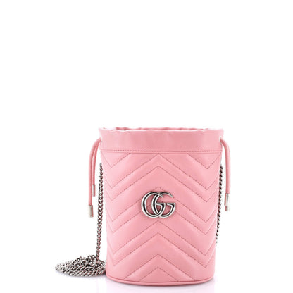 Gucci Gg Marmont Bucket Bag Matelasse Leather Mini