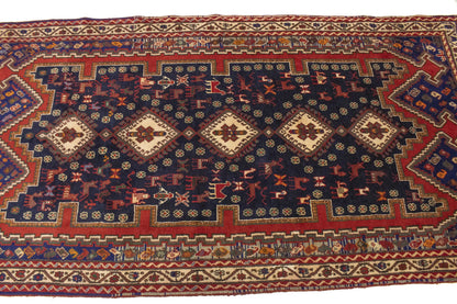Vintage Geometric Design Oriental Rug Farmho