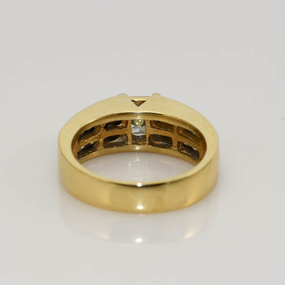 18K Yellow Gold Diamond Ring 1.00Ct Ctr Princess,