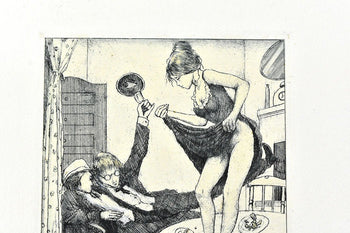 Alphonse Inoue Ex Libris Ea Edition Hand Colored Copperplate Print Japan Signe