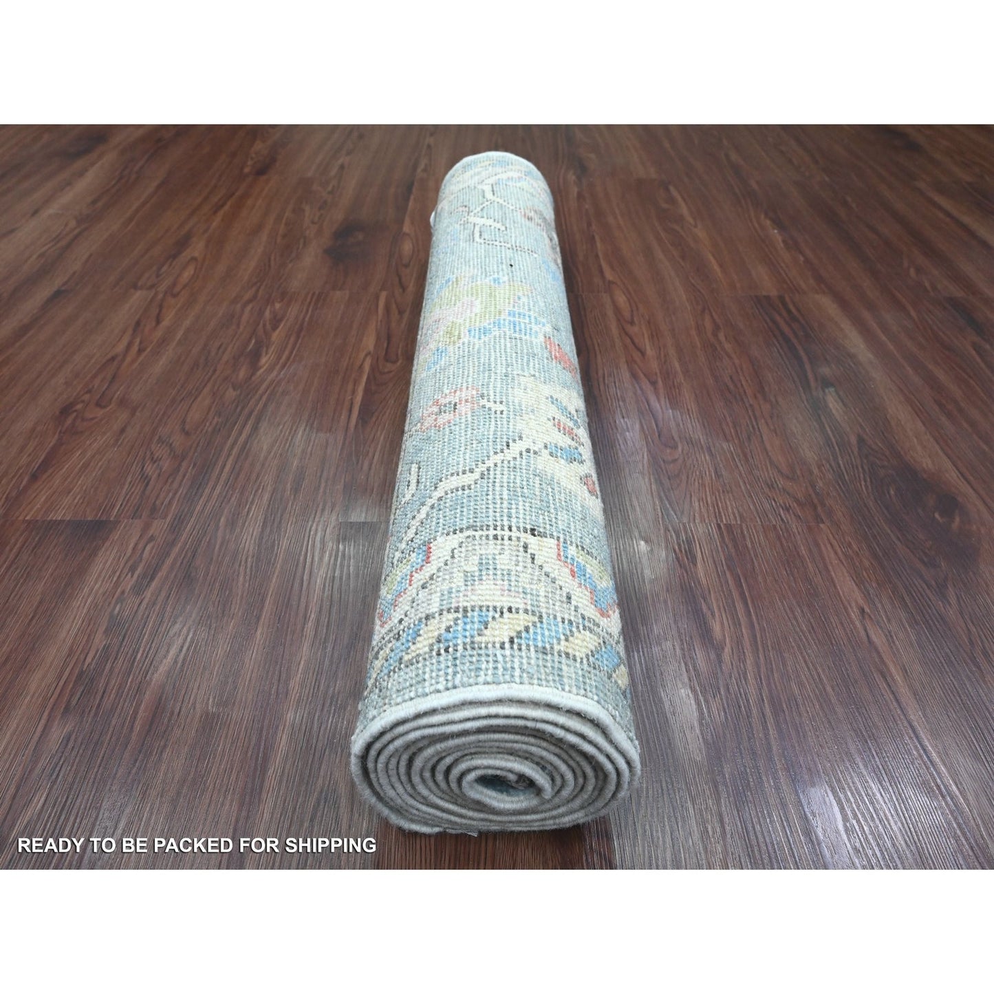 2'9"X9'9" Blue Anatolian Village Inspired Hand Knotted Wool Runner Rug