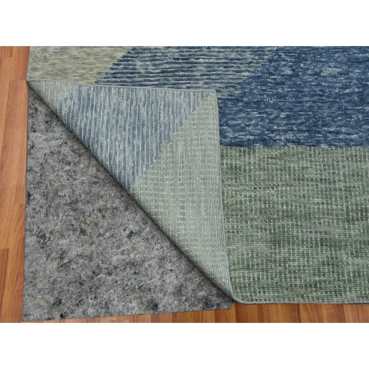 12'2"X18'3" Green Art Deco Collection Wool Hand Knotted Oversized Rug