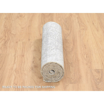 2'6"X8' Gray Broken Farsian Design Wool/Silk Hand Knotted Runner Rug