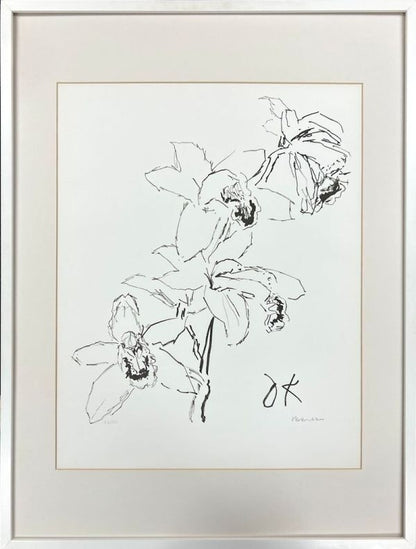 Oskar Kokoschka Original Lithograph "Orchid" 1970S Signed & Numbered 32/50 Frame