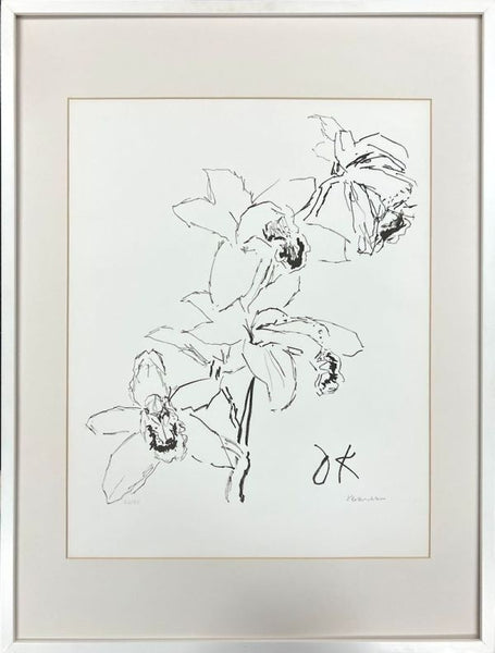 Oskar Kokoschka Original Lithograph "Orchid" 1970S Signed & Numbered 32/50 Frame