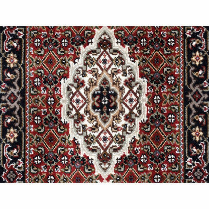 2'X6'1" Wool And Silk Red Tebraz Mahi Fish Design Hand Knotted Runner Rug