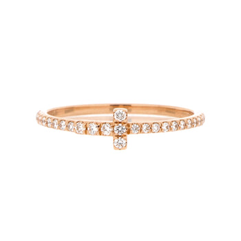 Tiffany & Co. T Wire Band Ring 18K Rose Gold With Pave Diamonds