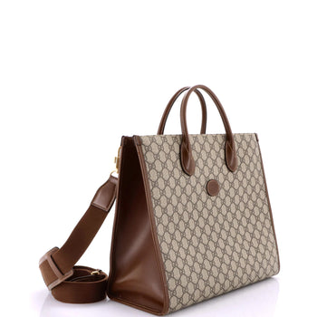 Gucci Structured Top Handle Open Tote Gg Coated Canvas Medium