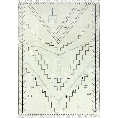 9'3"X12'6" Ivory Moroccan Berber Natural Wool Hand Knotted Oriental Rug