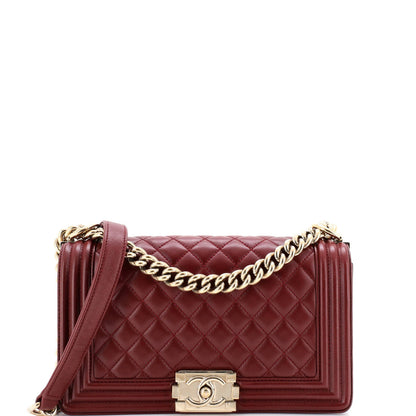 Chanel Boy Flap Bag Quilted Lambskin New Medium